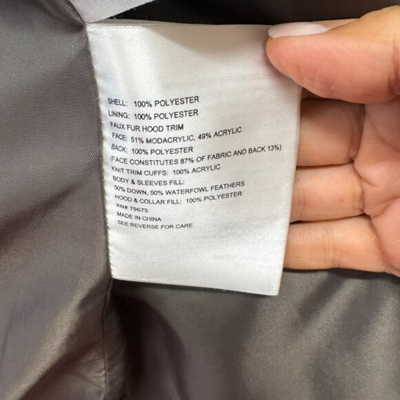 Michael Kors Like NEW Long Down Blend Puffer Winter Coat Gray Trim Size M - Picture 8 of 12